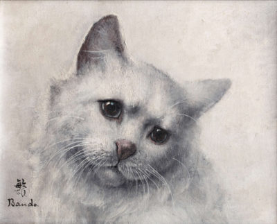 portrait de chat blanc-toshio bandohuile sur toile