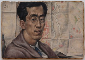 autoportrait et carte du japon - Toshio Bando