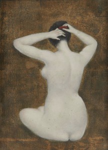 nu de dos au peigne,fond d'or Toshio Bando